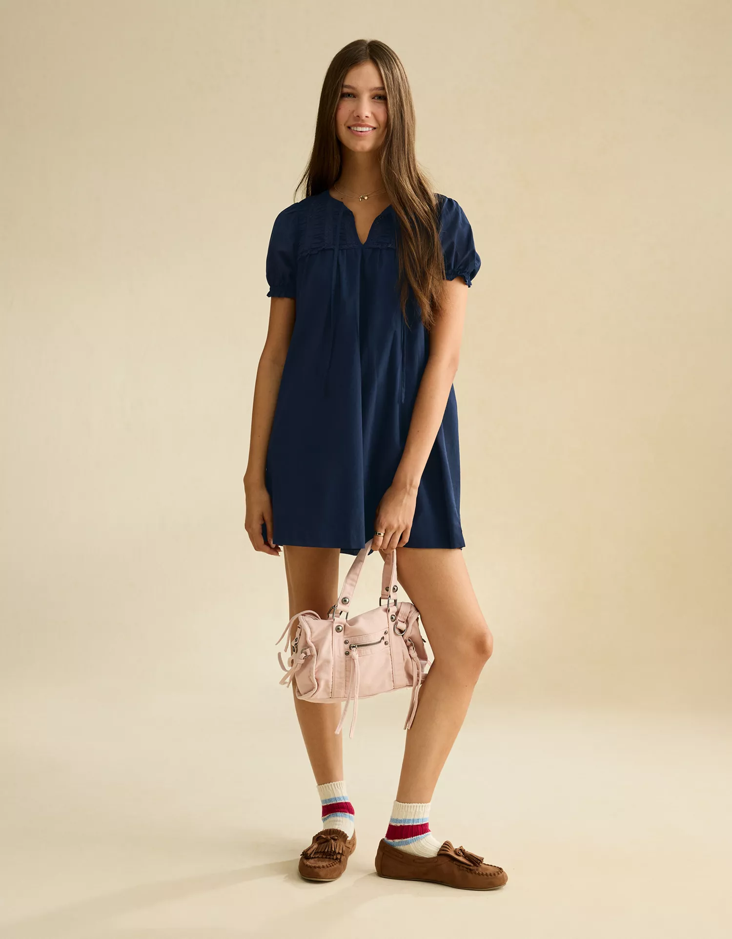 AE Lace Inset Babydoll Mini Dress - thumbnail 8