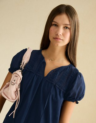 AE Lace Inset Babydoll Mini Dress