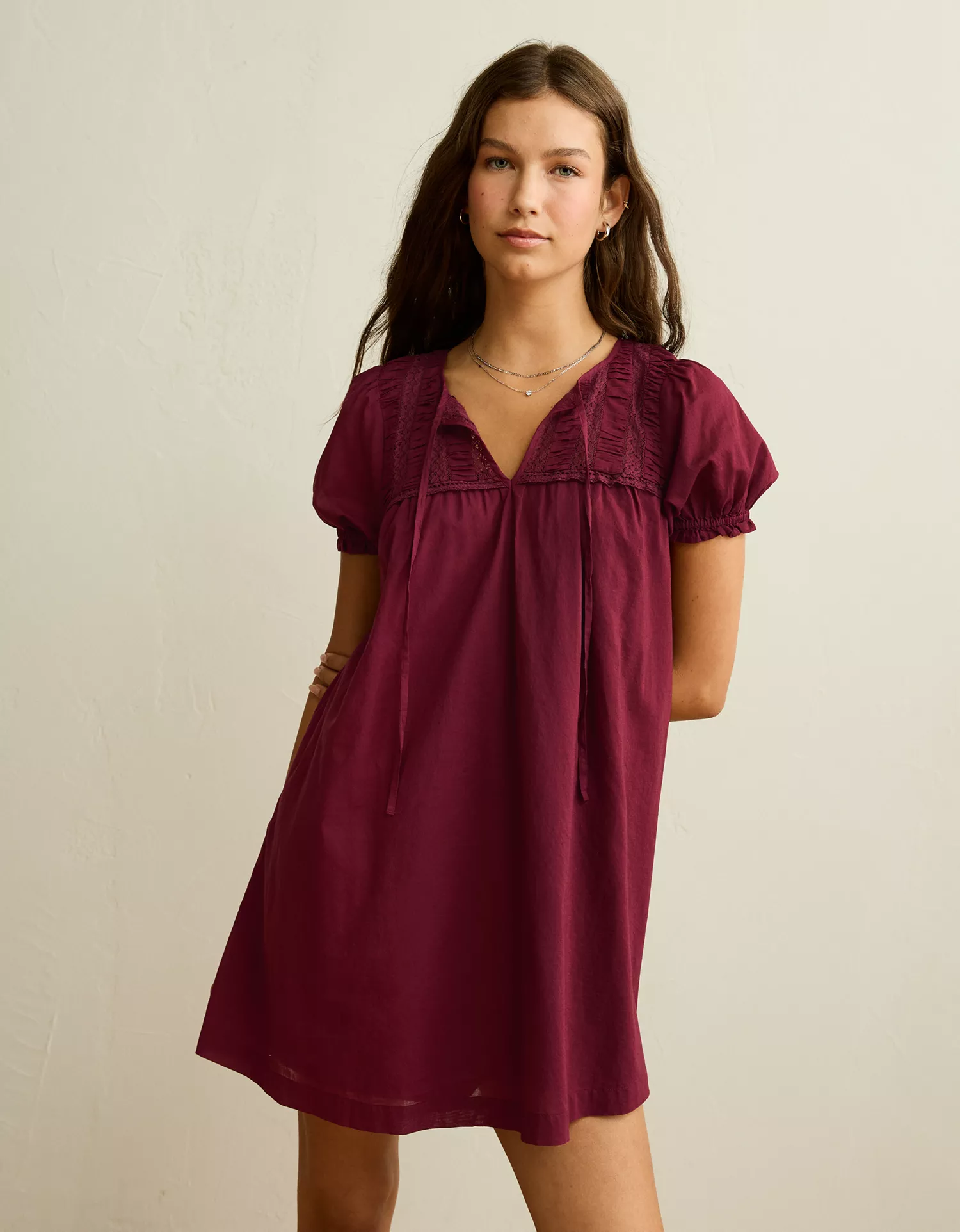 AE Lace Inset Babydoll Mini Dress