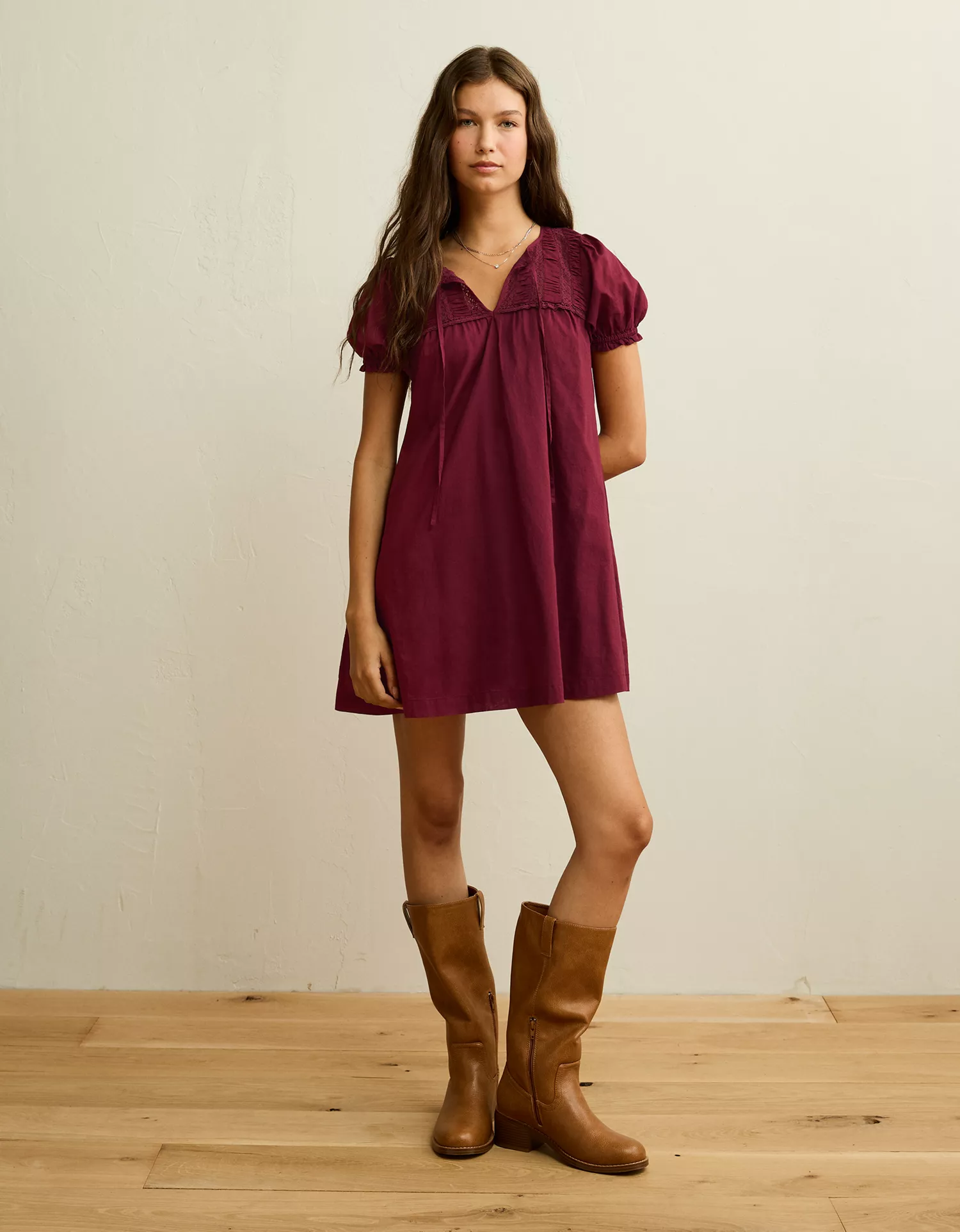 AE Lace Inset Babydoll Mini Dress - thumbnail 4