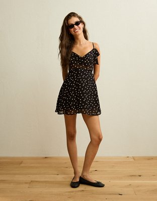 Женское платье American Eagle AE Cowl Neck Mini, цвет: Чёрный — фото 7