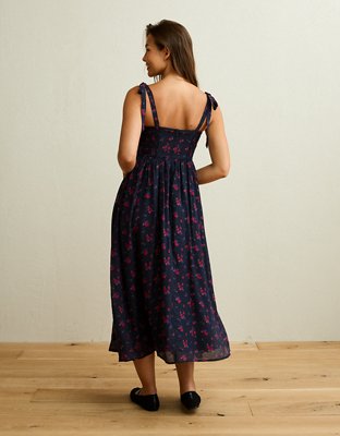 Женское платье American Eagle AE Scoop Neck Corset Midi, цвет: Чёрный — фото 2