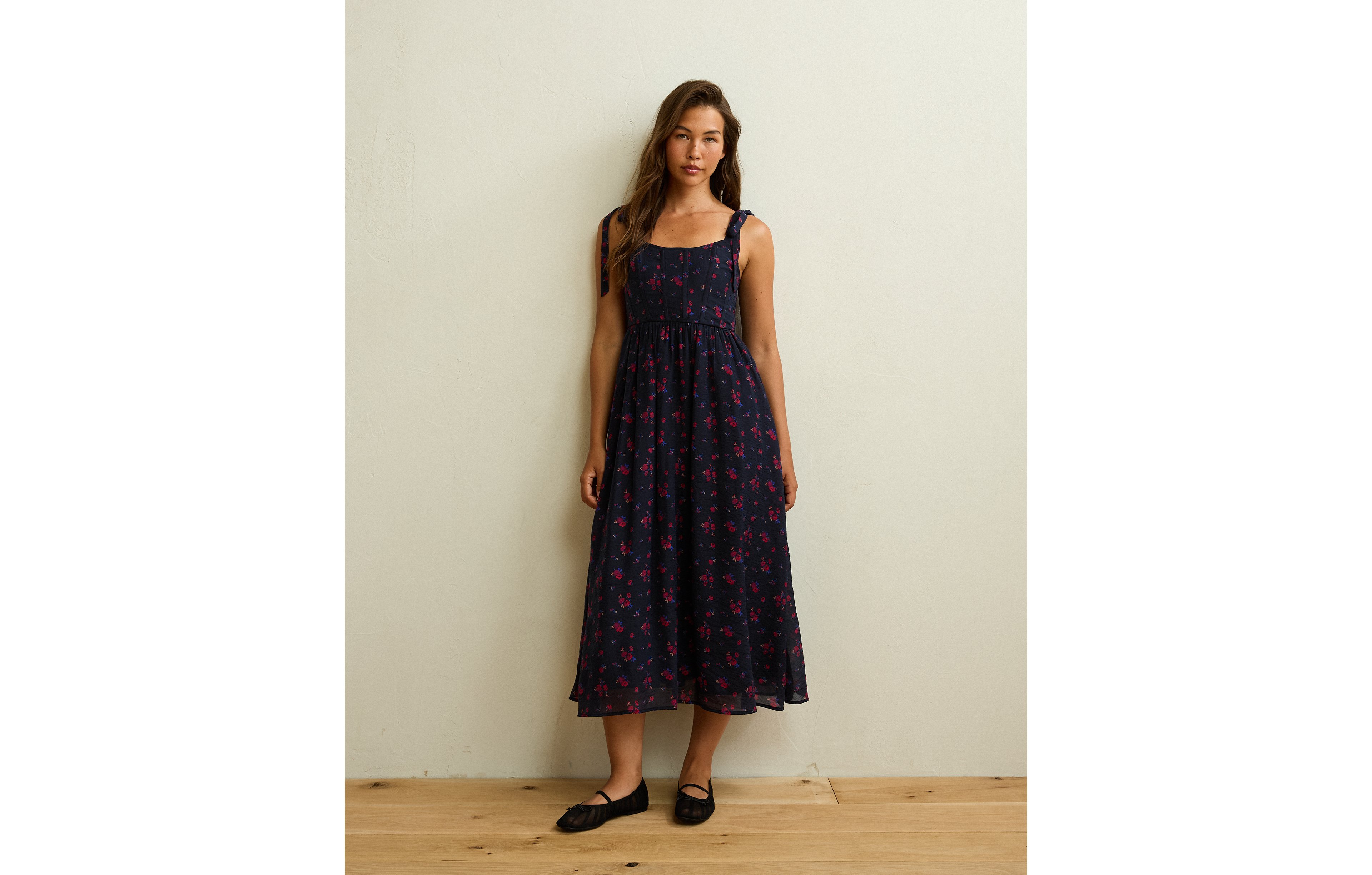 AE Scoop Neck Corset Midi Dress