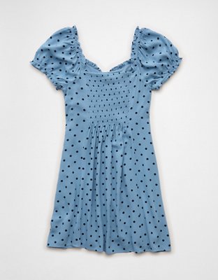 AE Short-Sleeve Button-Up Mini Dress