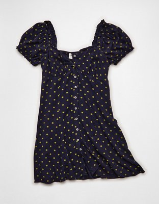 AE Short-Sleeve Button-Up Mini Dress