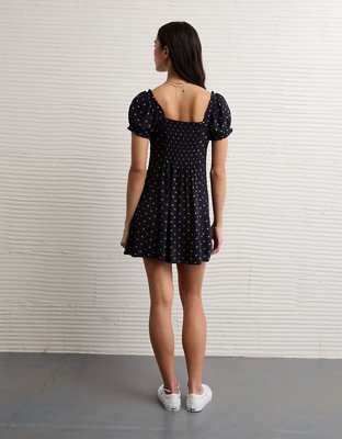 AE Short-Sleeve Button-Up Mini Dress