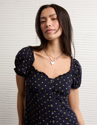 AE Short-Sleeve Button-Up Mini Dress