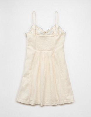 AE Embroidered Tie-Front Mini Dress