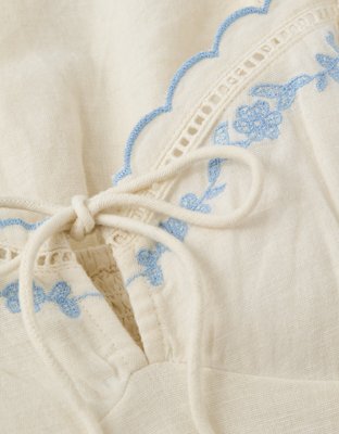 AE Embroidered Tie-Front Mini Dress