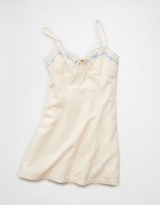 AE Embroidered Tie-Front Mini Dress