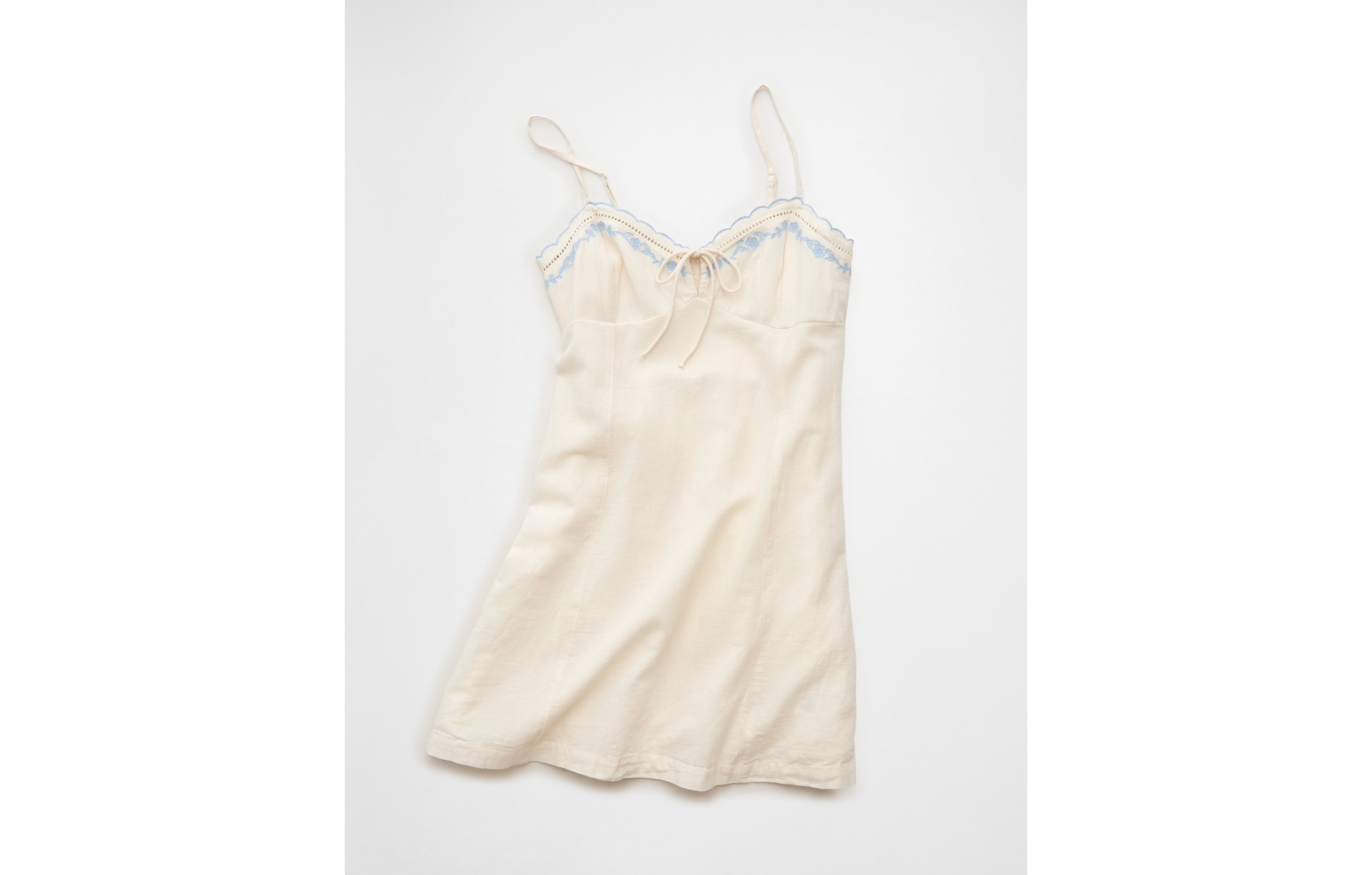 AE Embroidered Tie-Front Mini Dress