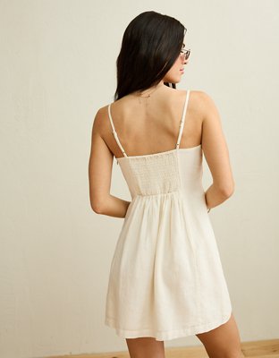 AE Embroidered Tie-Front Mini Dress