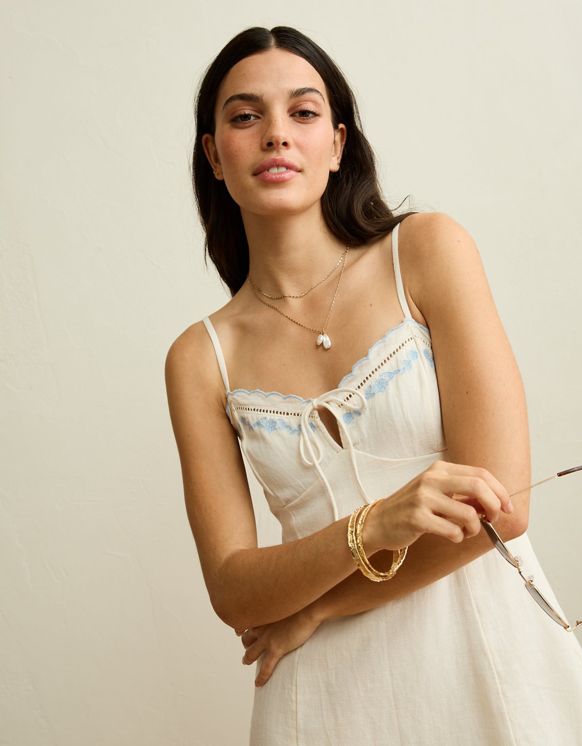 AE Embroidered Tie-Front Mini Dress - image 5