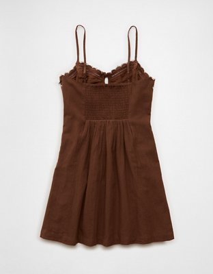 AE Embroidered Tie-Front Mini Dress