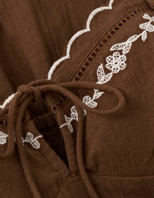 AE Embroidered Tie-Front Mini Dress