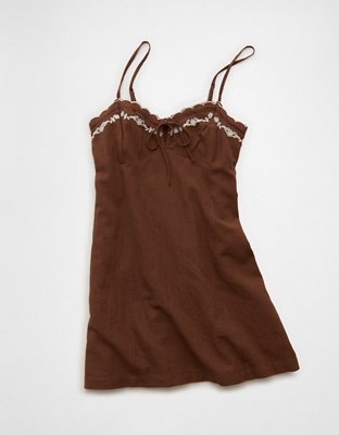 AE Embroidered Tie-Front Mini Dress | American Eagle