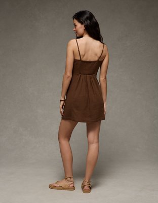 AE Embroidered Tie-Front Mini Dress