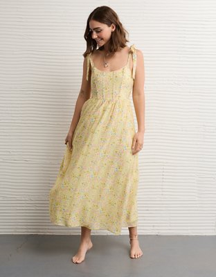 ae asymmetrical tiered midi dress Boden Women's Catherine Button Linen Dress in Black
