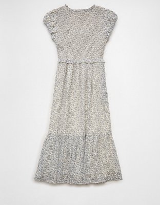 AE Scoop Neck Smocked Midi Dress