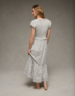 AE Scoop Neck Smocked Midi Dress