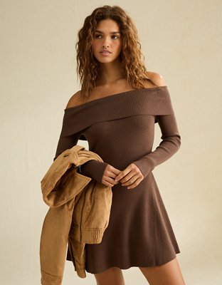 AE Off-the-Shoulder Sweater Mini Dress