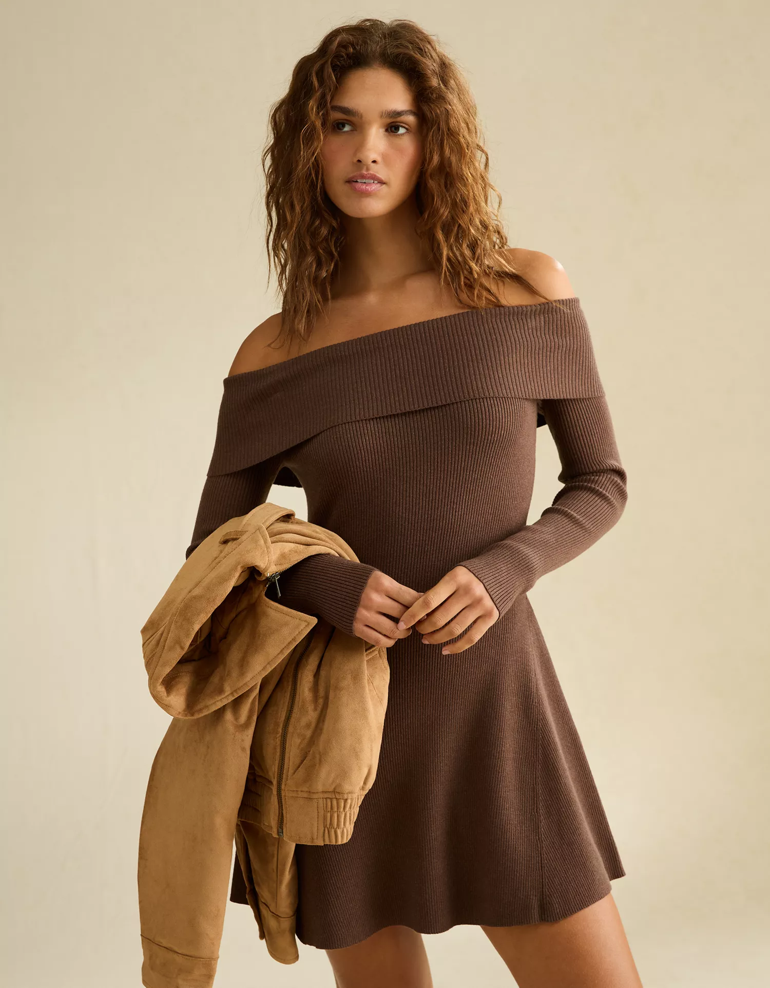 AE Off-the-Shoulder Sweater Mini Dress