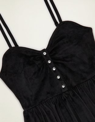 AE Velvet Rhinestone Button Mini Dress
