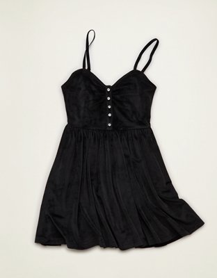 AE Velvet Rhinestone Button Mini Dress