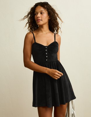 AE Velvet Rhinestone Button Mini Dress