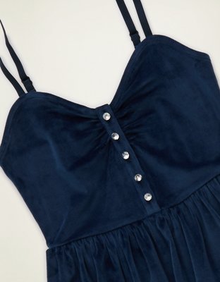 AE Velvet Rhinestone Button Mini Dress