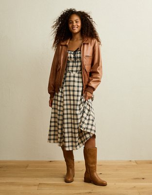 AE Corset Plaid Midi Dress | American Eagle