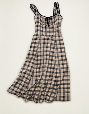 AE Corset Plaid Midi Dress