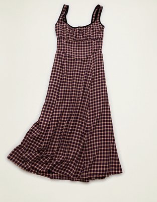 AE Corset Plaid Midi Dress