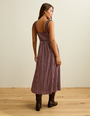 AE Corset Plaid Midi Dress