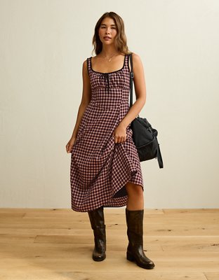 AE Corset Plaid Midi Dress
