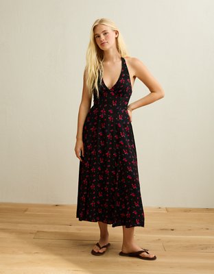 Женское платье American Eagle AE V-Neck Corset Maxi, цвет: Чёрный — фото 5