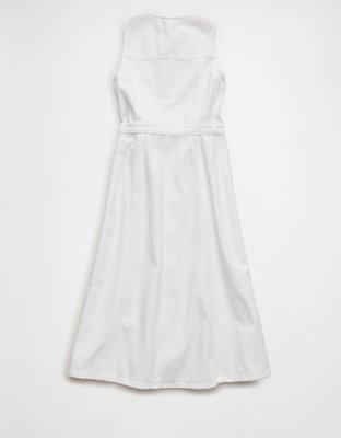 AE Button-Up Denim Midi Dress