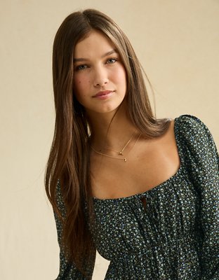 AE Balloon-Sleeve Babydoll Mini Dress