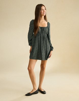 AE Balloon-Sleeve Babydoll Mini Dress