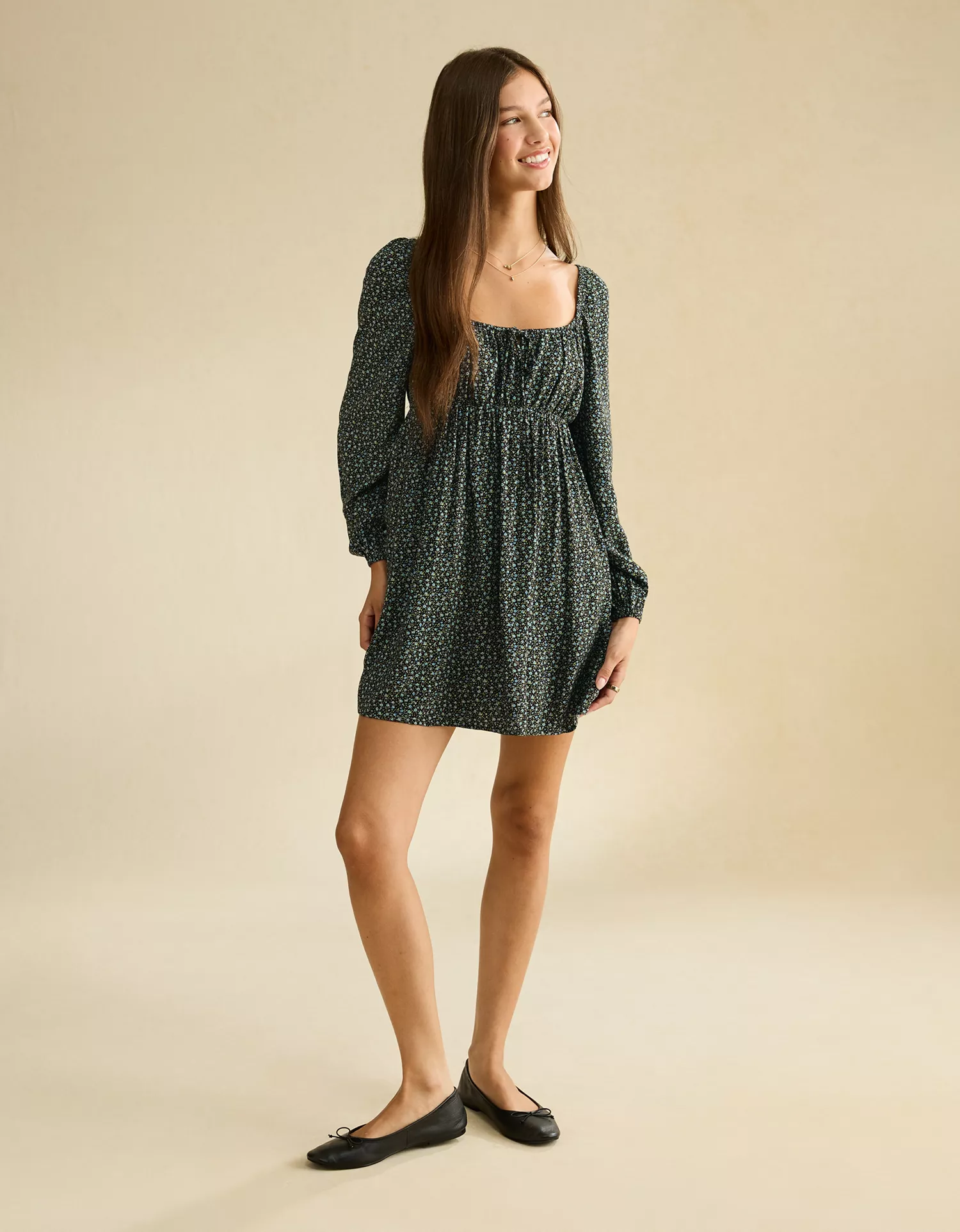 AE Balloon-Sleeve Babydoll Mini Dress - thumbnail 6
