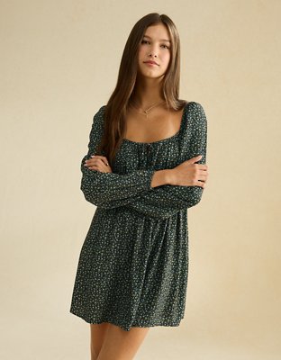 AE Balloon-Sleeve Babydoll Mini Dress