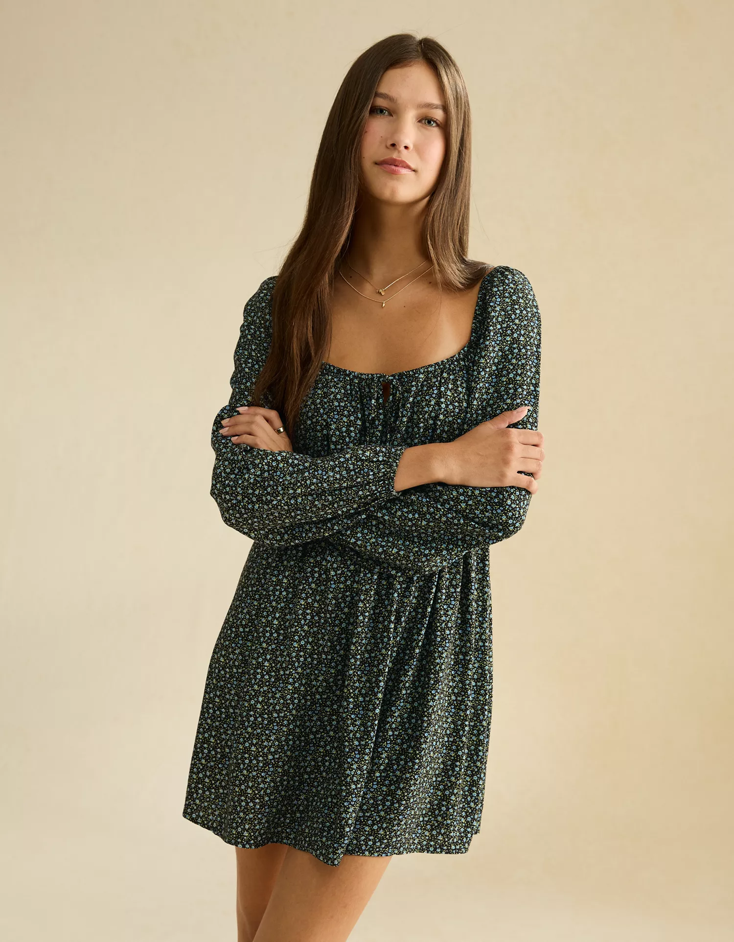 AE Balloon-Sleeve Babydoll Mini Dress - thumbnail 9