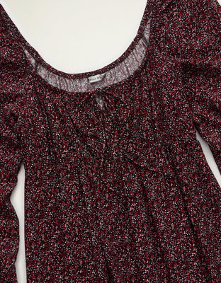 AE Balloon-Sleeve Babydoll Mini Dress