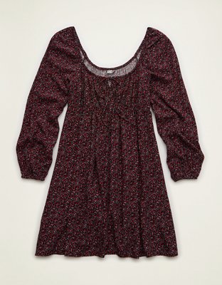 AE Balloon-Sleeve Babydoll Mini Dress