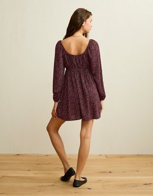 AE Balloon-Sleeve Babydoll Mini Dress