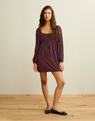 AE Balloon-Sleeve Babydoll Mini Dress