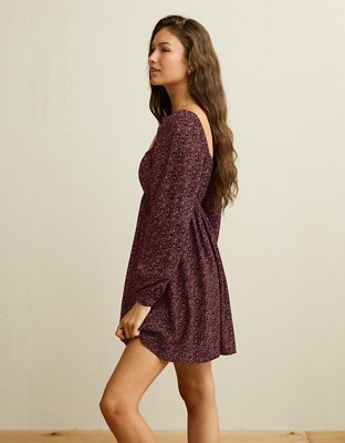 AE Balloon-Sleeve Babydoll Mini Dress