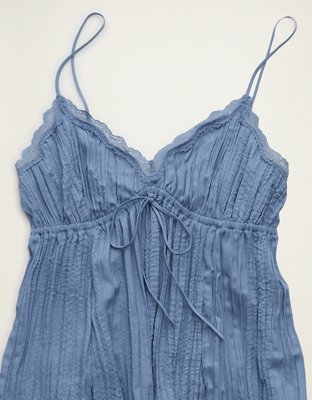 Женское платье American Eagle AE Babydoll Crinkle Slip Mini, цвет: Потёртый синий — фото 5
