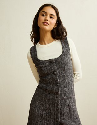 AE Button-Front Pinafore Dress