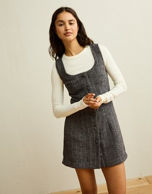 AE Button-Front Pinafore Dress